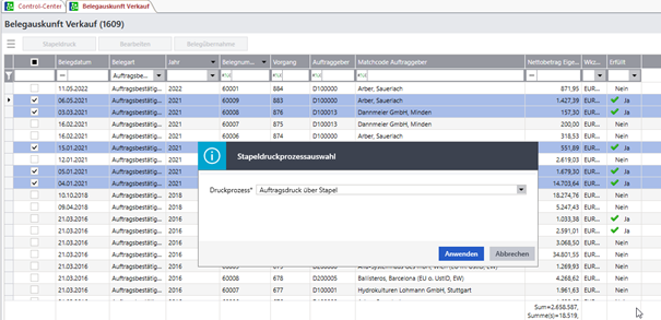 Sage 100 Stapeldruck
